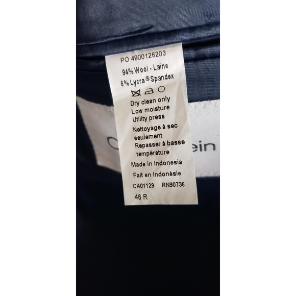 Calvin Klein Blazer Mens 46 Regular Navy Blue X Slim Fit Infinite Stretch Wool - Picture 9 of 16